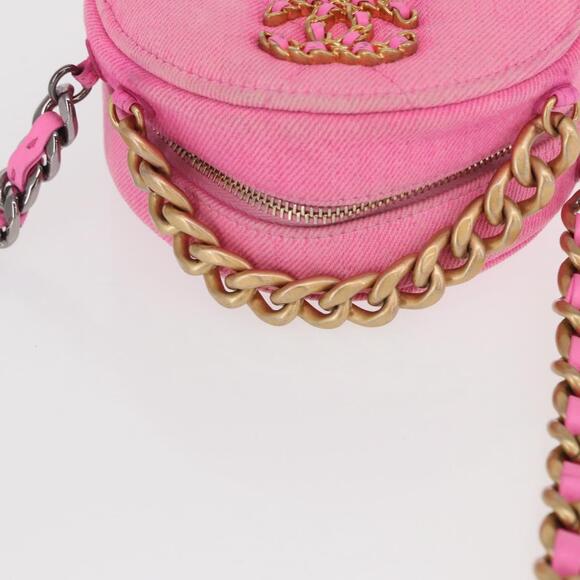 CHANEL Matelasse Chain Shoulder Bag Canvas Pink Gold CC Auth bs32090 - Picture 7 of 16